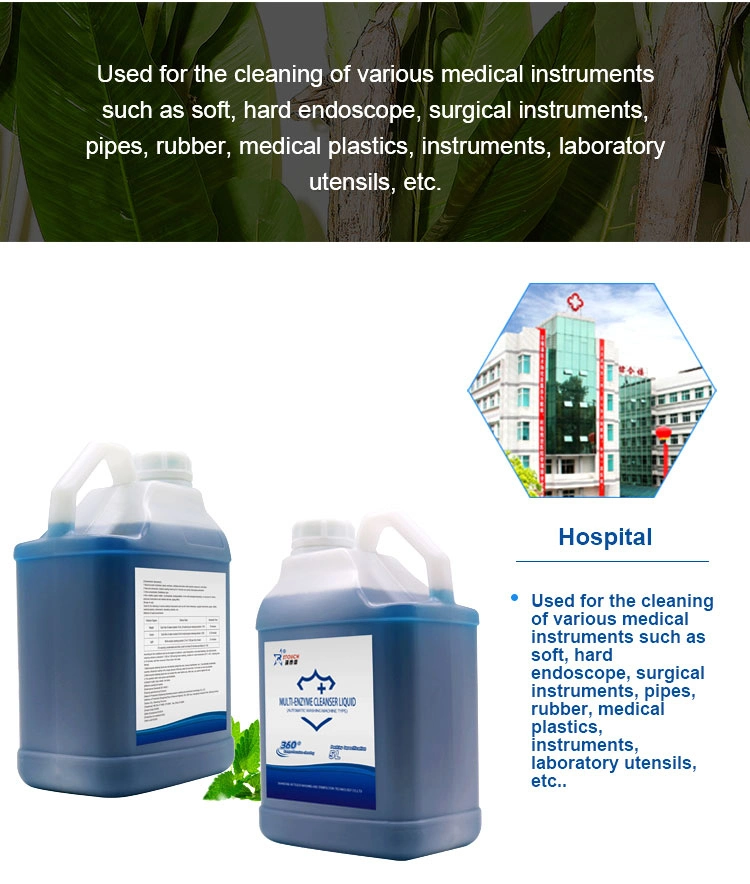 High Quality Multi Enzyme Cleaning Solution Enzymatic Medical and Surgical Instruments, and Endoscopes